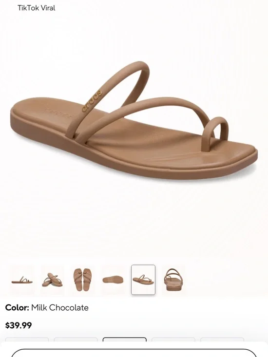 CROCS Women's Miami Strappy Toe-Ring Sandal in Milk Chocolate - Picture 4 of 7